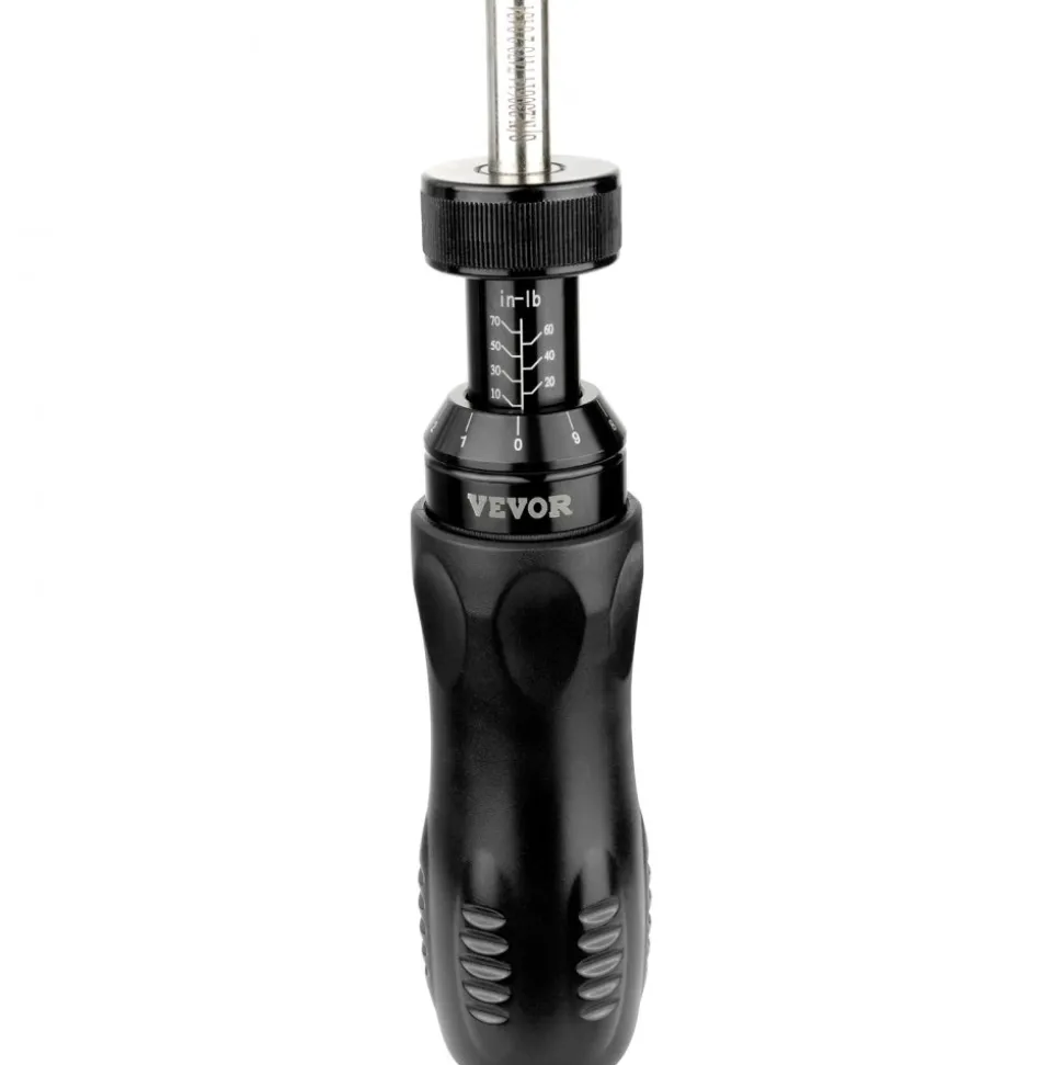 VEVOR Torque Screwdriver, 1/4" Drive Screwdriver Torque Wrench, Electrician Torque Screwdriver with Scale, 10-70 in/lbs Torque Range, 1 in-lbs Torque Increment Torque Screwdriver with Bits & Case