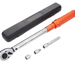 VEVOR Torque Wrench, 10-150ft.lb/14-204n.m 1/2-inch Drive Click Torque Wrench, Dual-Direction Adjustable Torque Wrench Set, Mechanical Dual Range Scales Torque Wrench Kit with Adapters Extension Rod