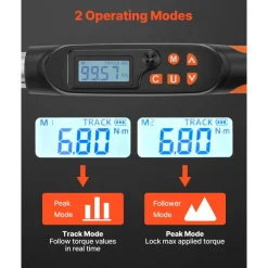 VEVOR Torque Wrench 0-1.5 in Adjustable Jaw Opening Digital Torque Wrench, Open-End Jaw, 4 Display Units, ±2% Accuracy, LCD Screen, with Buzzer and LED Indicator, for Pipe and Automotive Repair