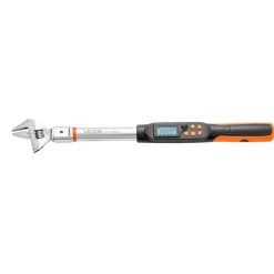 VEVOR Torque Wrench 0-1.5 in Adjustable Jaw Opening Digital Torque Wrench, Open-End Jaw, 4 Display Units, ±2% Accuracy, LCD Screen, with Buzzer and LED Indicator, for Pipe and Automotive Repair
