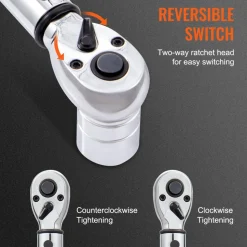 VEVOR Torque Wrench, 1/4-inch Drive Click Torque Wrench 20-200in.lb/3-23n.m, Dual-Direction Adjustable Torque Wrench Set, Mechanical Dual Range Scales Torque Wrench Kit with Adapters Extension Rod