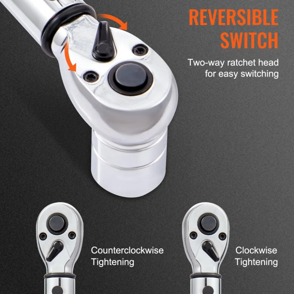 VEVOR Torque Wrench, 1/4-inch Drive Click Torque Wrench 20-200in.lb/3-23n.m, Dual-Direction Adjustable Torque Wrench Set, Mechanical Dual Range Scales Torque Wrench Kit with Adapters Extension Rod