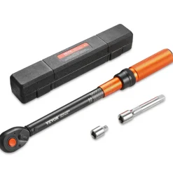 VEVOR Torque Wrench, 1/2-inch Drive Click Torque Wrench, 14.8-162.4 lbf-ft / 20-220 N.m, Dual Scale Readings, ±3% High Precision, with Extension Bar, Adapter and Storage Case, for Automotive Repair