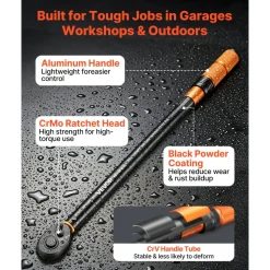 VEVOR Torque Wrench 1/2-inch Drive Click Torque Wrench ±3% High Precision, 29.4-294.1 lbf-ft / 40-400 N.m, Dual Scale Readings, with Extension Bar, Adapter and Storage Case, for Automotive Repair