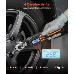 VEVOR Torque Wrench Set 1/4" Drive 42-Piece Digital Torque Wrench 4 Units, ±2% Accuracy, LCD Screen, with Buzzer and LED Indicator, with Sockets, Bits, Extension Bar, Adapter, for Automotive Repair