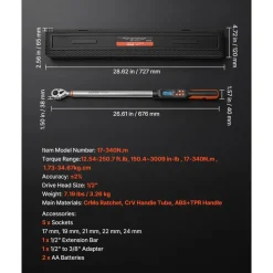 VEVOR Torque Wrench Set 1/2