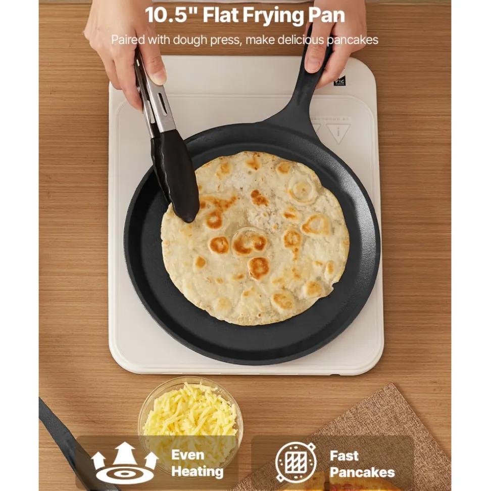 VEVOR Tortilla Press, 8 Inch Cast Iron Tortilla and Roti Maker, Heavy Duty Tortilladora Press, Pataconera Makers with Handle and 100 Pcs Parchment Paper, Dough Taco Press for Flour Tortilla, Tawa