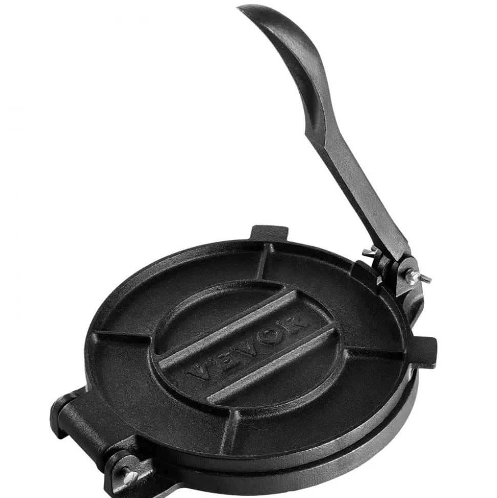 VEVOR Tortilla Press, 8 Inch Tortilla and Roti Maker, Cast Iron Heavy Duty Tortilladora Press, Pre-Seasoned Pataconera Maker with 100 Pcs Parchment Paper, Dough Maker for Flour Tortilla, Tawa, Silver