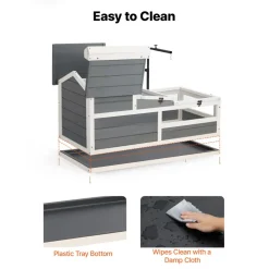 VEVOR Tortoise Habitat 4-Room Wooden Tortoise House Adjustable Lamp Stand, for Small Animals Indoor Outdoor, 2 Stories & Ramp, Large Turtle Enclosure Reptile Cage with Storage Shelf, Openable Roof