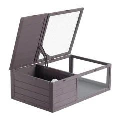 VEVOR Tortoise Habitat 2-Room Wooden Tortoise House with Pull-Out Tray, for Small Animals Indoor Outdoor, Lamp Stand, Large Turtle Enclosure Reptile Cage with Openable Roof, Acrylic Viewing Window