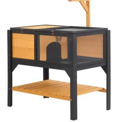 VEVOR Tortoise Habitat 2-Room Wooden Tortoise House with Storage Shelf, for Small Animals Indoor Outdoor, Lamp Stand, Large Turtle Enclosure Reptile Cage with Openable Roof, Acrylic Viewing Window