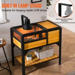 VEVOR Tortoise Habitat, Wooden Tortoise House Indoor & Outdoor, Tortoise Enclosure with Light Stand, Reptile Enclosure Small Animal Cage with Stand Legs for Gecko, Lizard, Snake