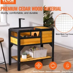 VEVOR Tortoise Habitat, Wooden Tortoise House Indoor & Outdoor, Tortoise Enclosure with Light Stand, Reptile Enclosure Small Animal Cage with Stand Legs for Gecko, Lizard, Snake