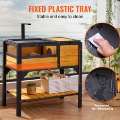 VEVOR Tortoise Habitat, Wooden Tortoise House Indoor & Outdoor, Tortoise Enclosure with Light Stand, Reptile Enclosure Small Animal Cage with Stand Legs for Gecko, Lizard, Snake