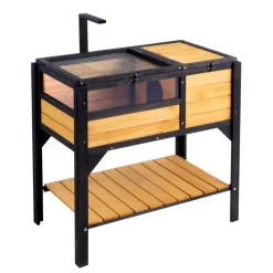VEVOR Tortoise Habitat, Wooden Tortoise House Indoor & Outdoor, Tortoise Enclosure with Light Stand, Reptile Enclosure Small Animal Cage with Stand Legs for Gecko, Lizard, Snake