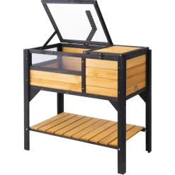 VEVOR Tortoise Habitat, Wooden Tortoise House Indoor & Outdoor, Tortoise Enclosure with Light Stand, Reptile Enclosure Small Animal Cage with Stand Legs for Gecko, Lizard, Snake