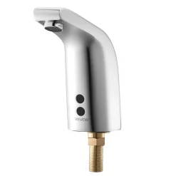 VEVOR Touchless Bathroom Sink Faucet, Automatic Motion Sensor Restroom Toilet Faucet Cold Water with Single Hole, Battery Operated for 9/16 in Pipe Commercial Lavatory,Chrome Plated Silver