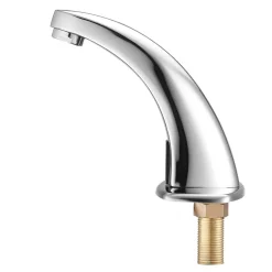 VEVOR Touchless Bathroom Sink Faucet, Automatic Motion Sensor Restroom Toilet Faucet with Hole Cover Plate, Battery Operated,Hot/Cold Water for 9/16 in Pipe Commercial Lavatory,Chrome Plated Silver