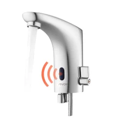 VEVOR Touchless Bathroom Sink Faucet, Automatic Motion Sensor Restroom Toilet Faucet, HandsFree Adjustable Cold Hot Single Handle Water Mixer Battery Operated for 9/16 in Pipe,Chrome Plated Silver