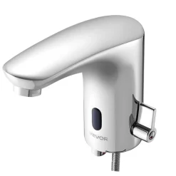 VEVOR Touchless Bathroom Sink Faucet, Automatic Motion Sensor Restroom Toilet Faucet, HandsFree Adjustable Cold Hot Single Handle Water Mixer Battery Operated for 9/16 in Pipe,Chrome Plated Silver