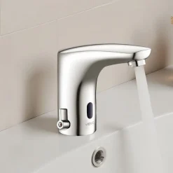 VEVOR Touchless Bathroom Sink Faucet, Automatic Motion Sensor Restroom Toilet Faucet, HandsFree Adjustable Cold Hot Single Handle Water Mixer Battery Operated for 9/16 in Pipe,Chrome Plated Silver