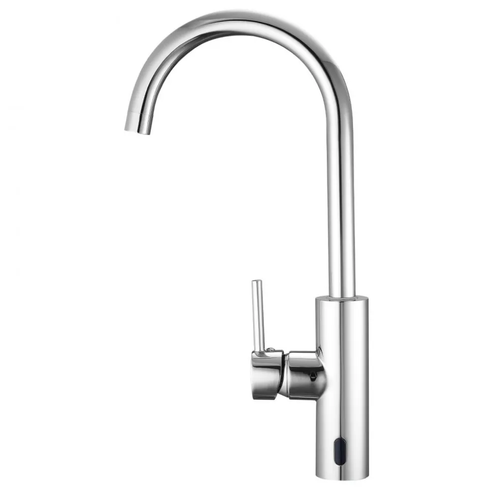VEVOR Touchless Kitchen Bar Sink Faucet, Single Handle Automatic Motion Sensor Bathroom Faucet, Hands-Free Adjustable Cold Hot Water Mixer Flexible Swivel for 9/16 in Pipe,Chrome Plated Silver