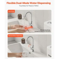 VEVOR Touchless Kitchen Bar Sink Faucet, Single Handle Automatic Motion Sensor Bathroom Faucet, Hands-Free Adjustable Cold Hot Water Mixer Flexible Swivel for 9/16 in Pipe,Chrome Plated Silver