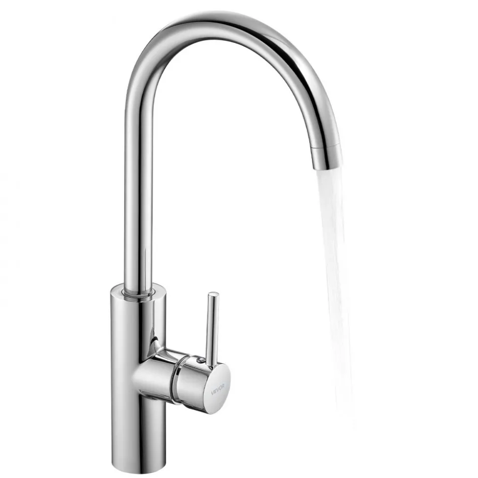 VEVOR Touchless Kitchen Bar Sink Faucet, Single Handle Automatic Motion Sensor Bathroom Faucet, Hands-Free Adjustable Cold Hot Water Mixer Flexible Swivel for 9/16 in Pipe,Chrome Plated Silver
