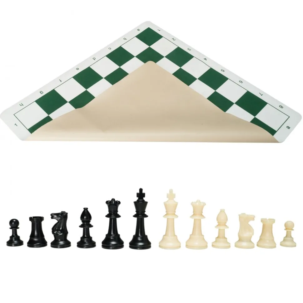 VEVOR Tournament Chess Set, 20 Inch Roll-Up Beginner Chess Board, Foldable Silicone Chess Game with Plastic Weighted Chess Pieces & Storage Bag, Portable Travel Chess Board Gift for Adult Kid Family