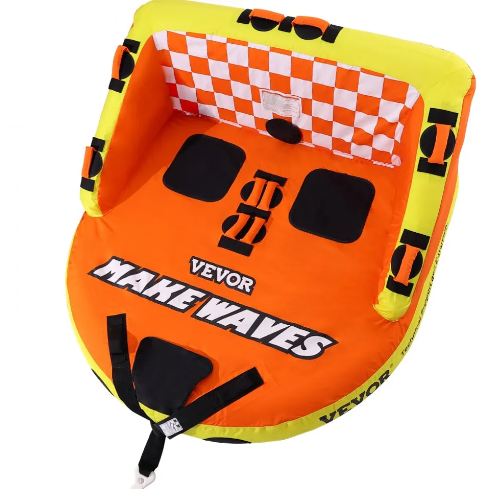VEVOR Towable Tube for Boating, 1-2 Riders Inflatable Towable Tubes with Deck Seats and Backrest, 340 lbs Water Sport Tube for Boat to Pull, Full Nylon Cover, EVA Grab Handles and Speed Safety Valve