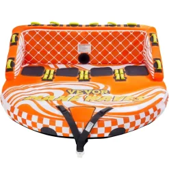 VEVOR Towable Tube for Boating, 1-3 Riders Inflatable Towable Tube with Bumper Fins, 510 lbs Water Sport Towable Tubes for Boats to Pull, Full Nylon Cover, EVA Grab Handles and Speed Safety Valve