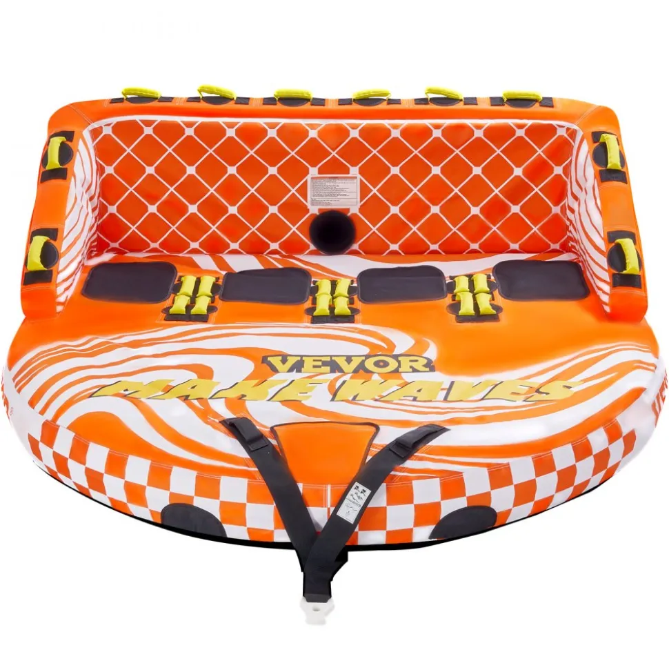 VEVOR Towable Tube for Boating, 1-3 Riders Inflatable Towable Tube with Bumper Fins, 510 lbs Water Sport Towable Tubes for Boats to Pull, Full Nylon Cover, EVA Grab Handles and Speed Safety Valve