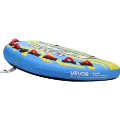 VEVOR Towable Tube for Boating, 4 Riders Inflatable Boat Tubes and Towables, 680 lbs Capacity Water Sport Towable Tube for Boat to Pull - with Fins, Full Nylon Cover, Padded Handles & Safety Valve