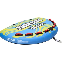 VEVOR Towable Tube for Boating, 4 Riders Inflatable Boat Tubes and Towables, 680 lbs Capacity Water Sport Towable Tube for Boat to Pull - with Fins, Full Nylon Cover, Padded Handles & Safety Valve