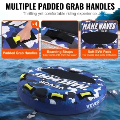 VEVOR Towable Tube for Boating, 340 lbs, 1-2 Riders Inflatable Boat Tubes and Towables, 51.8