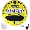VEVOR Towable Tube for Boating, 1-3 Riders Inflatable Boat Tubes and Towables, 510 lbs, 63" Round Water Sport Towable Tubes for Boats to Pull, Full Nylon Cover, EVA Grab Handles and Speed Safety Valve