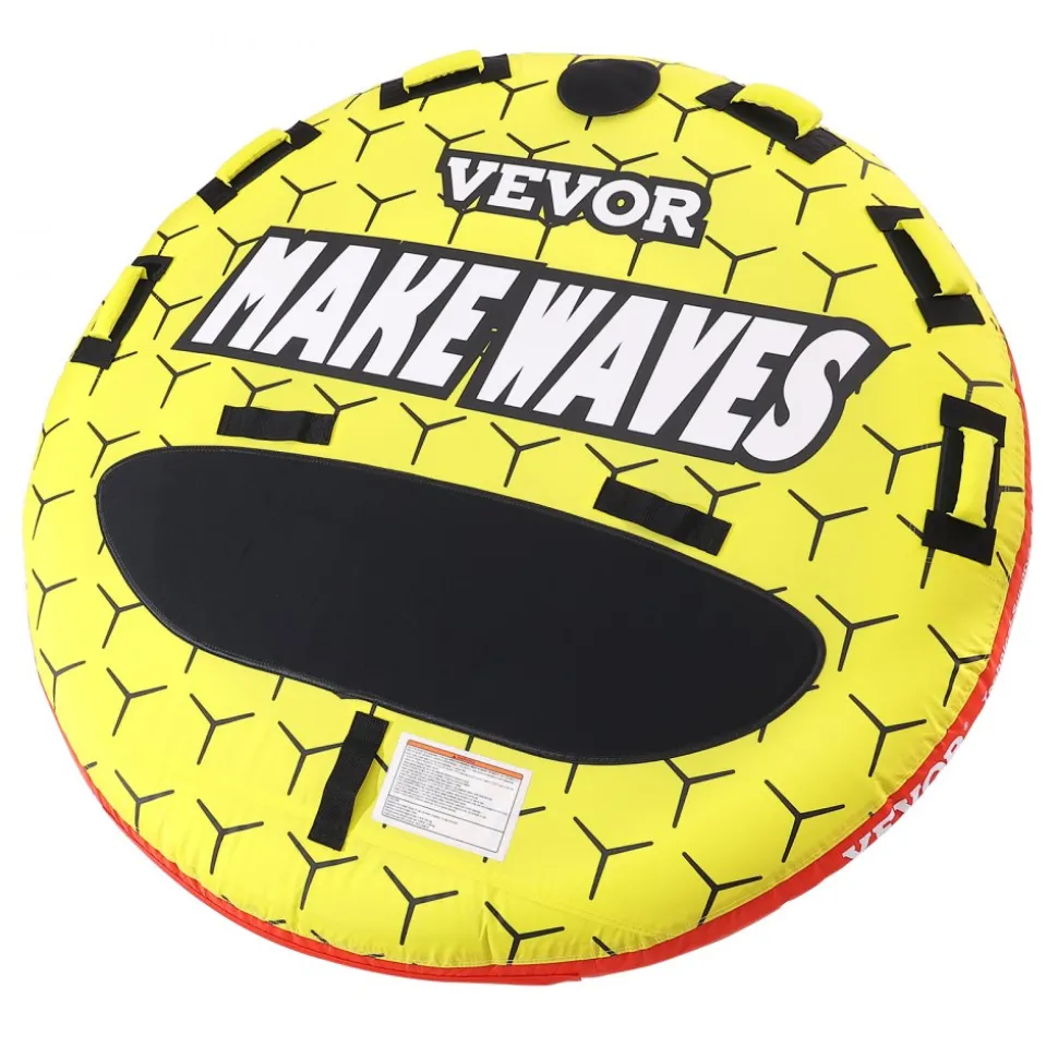 VEVOR Towable Tube for Boating, 1-3 Riders Inflatable Boat Tubes and Towables, 510 lbs, 63" Round Water Sport Towable Tubes for Boats to Pull, Full Nylon Cover, EVA Grab Handles and Speed Safety Valve