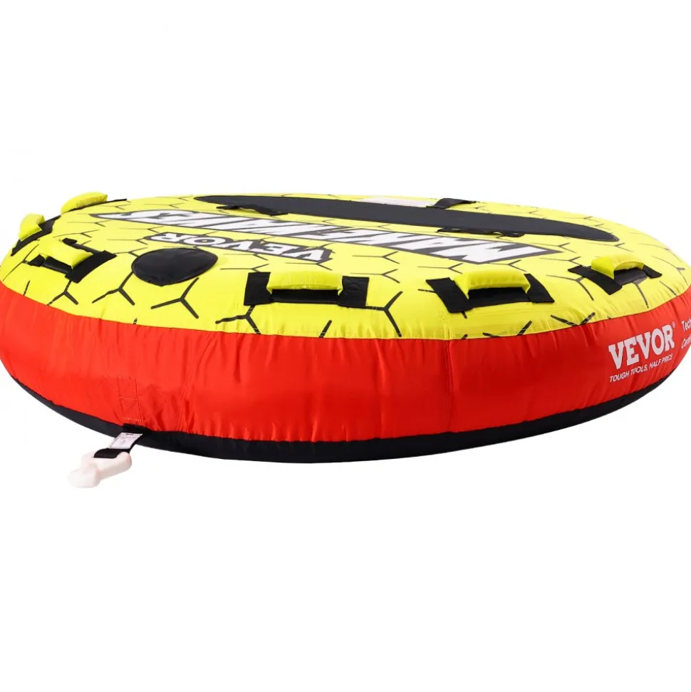 VEVOR Towable Tube for Boating, 1-3 Riders Inflatable Boat Tubes and Towables, 510 lbs, 63" Round Water Sport Towable Tubes for Boats to Pull, Full Nylon Cover, EVA Grab Handles and Speed Safety Valve