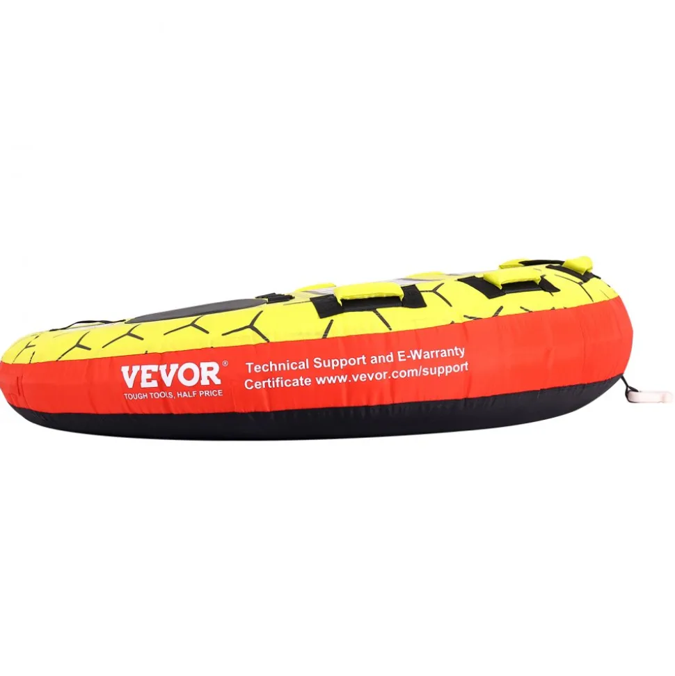 VEVOR Towable Tube for Boating, 1-3 Riders Inflatable Boat Tubes and Towables, 510 lbs, 63" Round Water Sport Towable Tubes for Boats to Pull, Full Nylon Cover, EVA Grab Handles and Speed Safety Valve