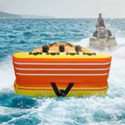 VEVOR Towable Tube for Boating, 1-3 Riders Inflatable Boat Tubes and Towables, 510lbs Water Sport Towable Tube for Boat to Pull - with Full Nylon Cover, 16 Grab Handles, Dual Tow Points & Safety Valve