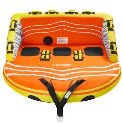 VEVOR Towable Tube for Boating, 1-3 Riders Inflatable Boat Tubes and Towables, 510lbs Water Sport Towable Tube for Boat to Pull - with Full Nylon Cover, 16 Grab Handles, Dual Tow Points & Safety Valve