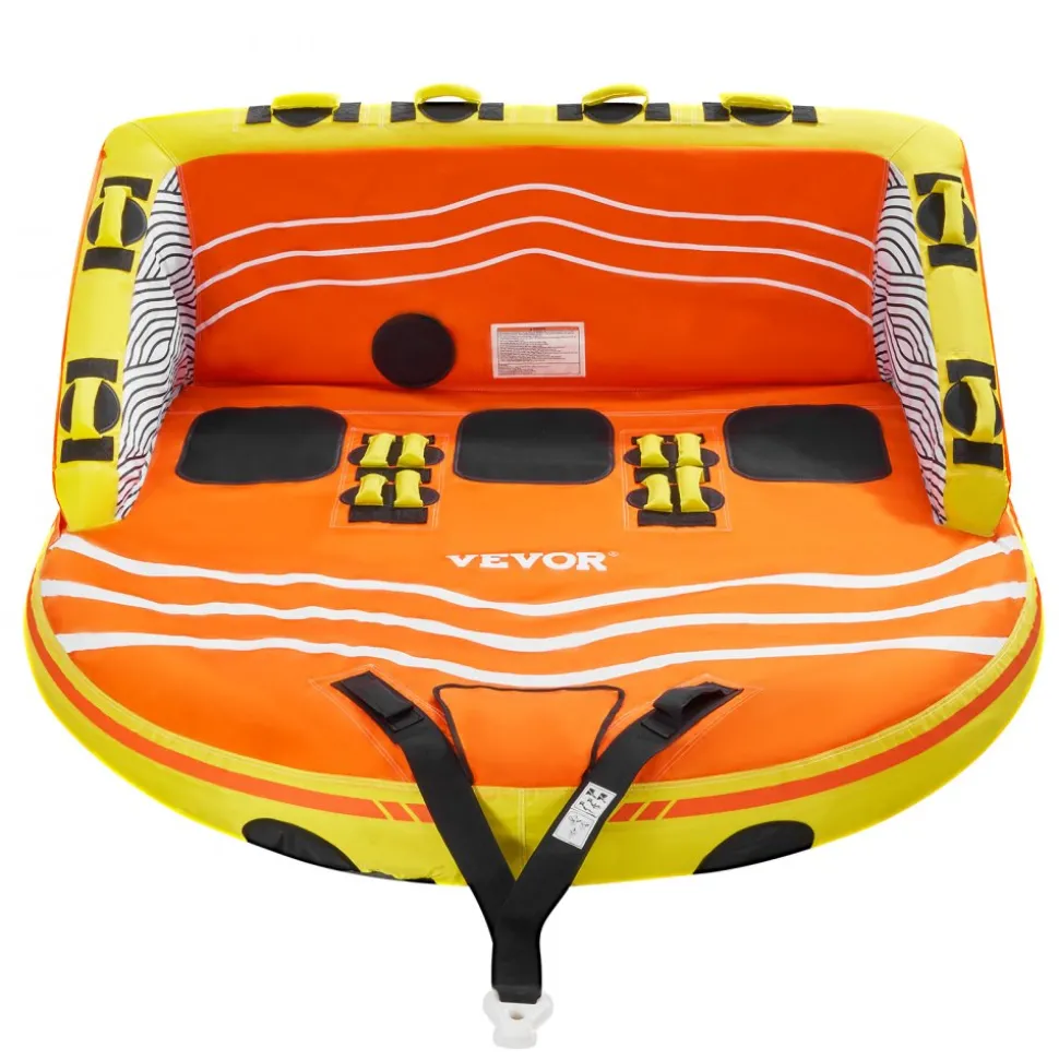 VEVOR Towable Tube for Boating, 1-3 Riders Inflatable Boat Tubes and Towables, 510lbs Water Sport Towable Tube for Boat to Pull - with Full Nylon Cover, 16 Grab Handles, Dual Tow Points & Safety Valve