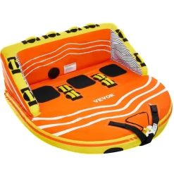 VEVOR Towable Tube for Boating, 1-3 Riders Inflatable Boat Tubes and Towables, 510lbs Water Sport Towable Tube for Boat to Pull - with Full Nylon Cover, 16 Grab Handles, Dual Tow Points & Safety Valve