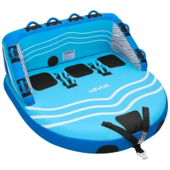 VEVOR Towable Tubes for Boating, 3-Rider Inflatable Towable Tube for Boat to Pull, 510 lbs Capacity Water Sports Boating Tubes - with Full Nylon Cover, Dual Tow Points, Safety Valve & Padded Handles