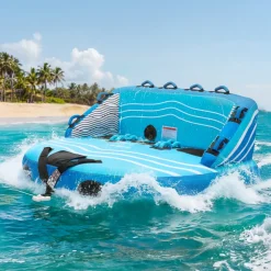 VEVOR Towable Tubes for Boating, 3-Rider Inflatable Towable Tube for Boat to Pull, 510 lbs Capacity Water Sports Boating Tubes - with Full Nylon Cover, Dual Tow Points, Safety Valve & Padded Handles