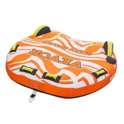VEVOR Towable Tubes for Boating, 2-Rider Inflatable Boat Tubes and Towables, 340 lbs Capacity Water Sport Tubes for Boat to Pull - with 2 Cockpits, Full Nylon Cover, Padded Grab Handles & Safety Valve