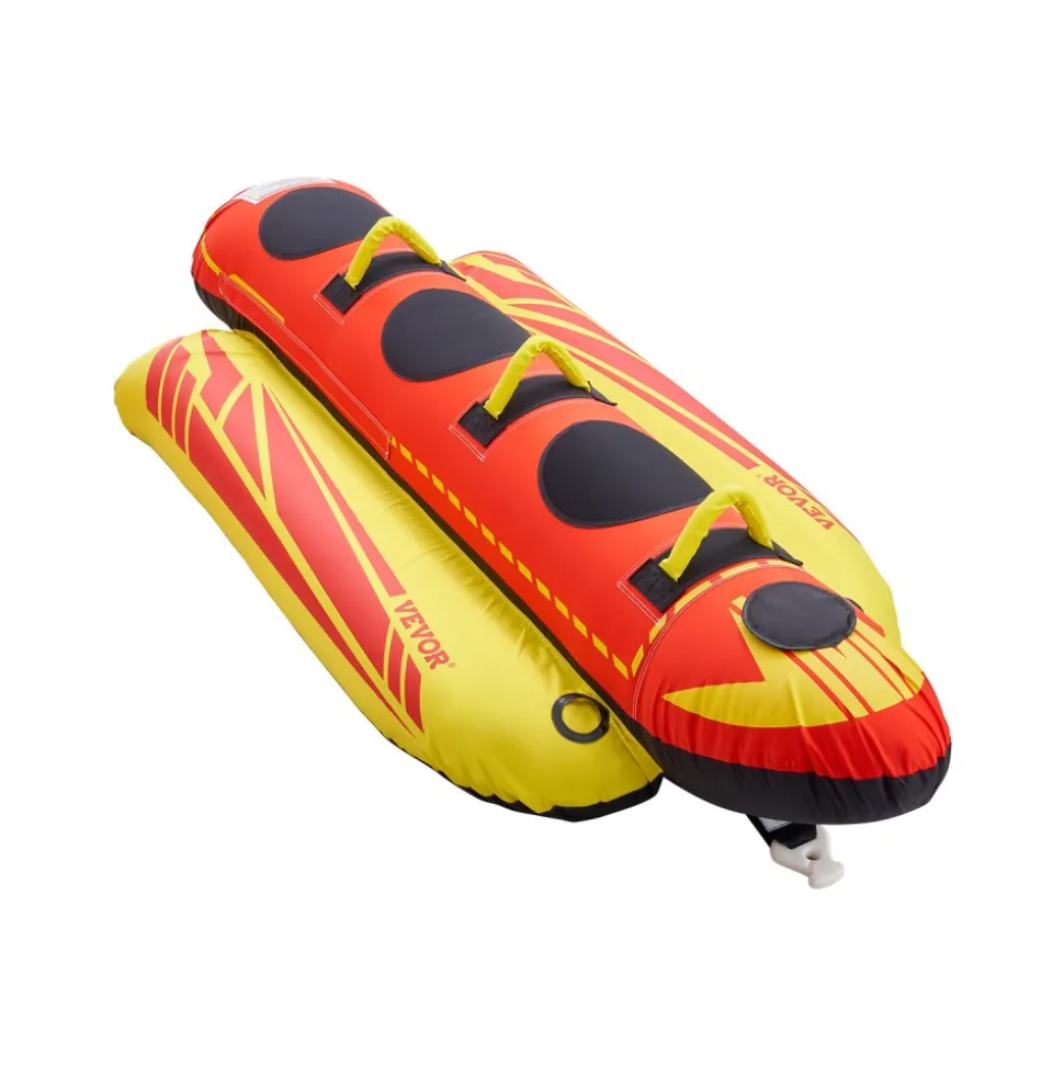 VEVOR Towable Tubes for Boating, 5 Riders Inflatable Boat Tubes and Towables, 850 lbs Capacity Water Sport Tube for Boat to Pull - with Full Nylon Cover, Padded Grip Handles & Safety Valve