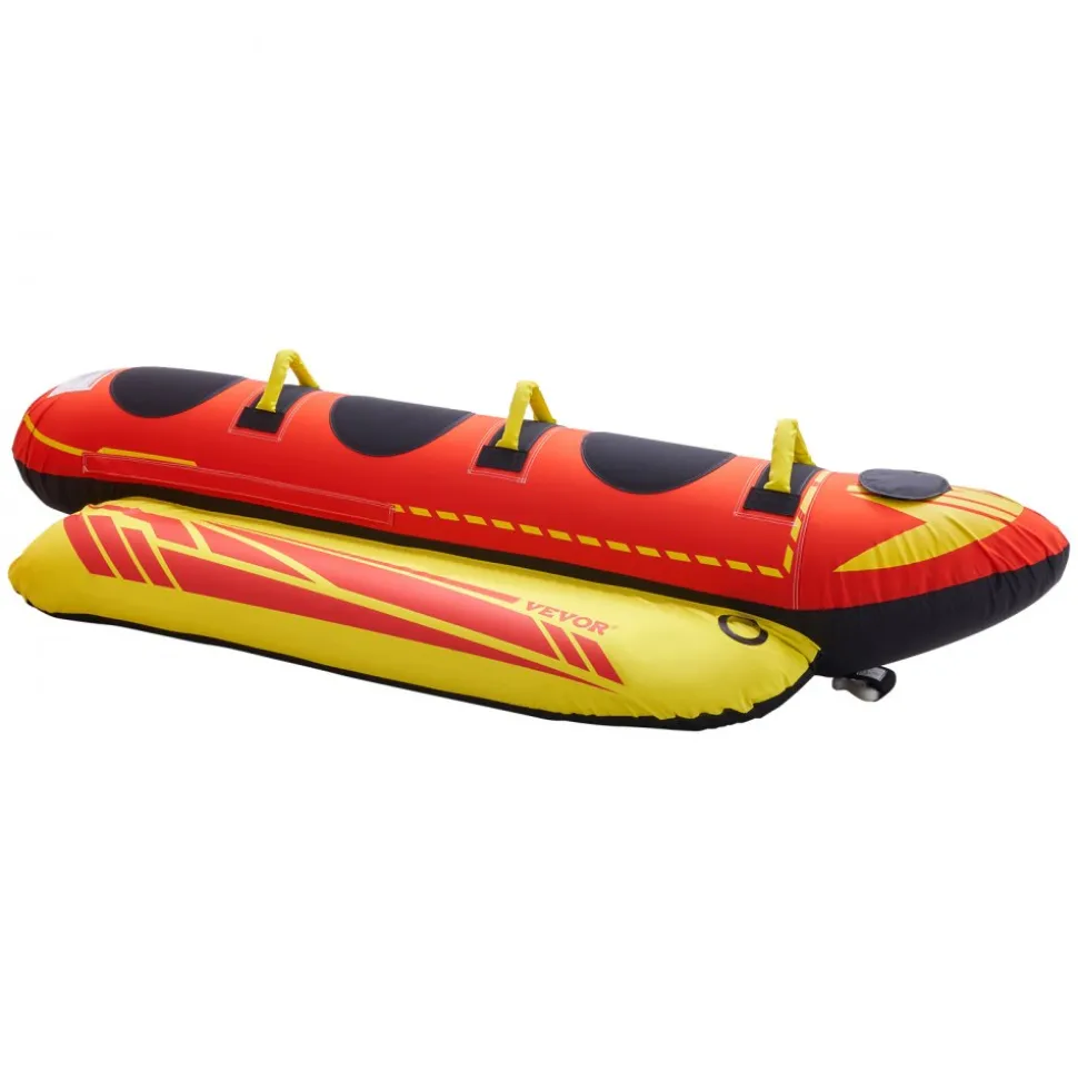 VEVOR Towable Tubes for Boating, 5 Riders Inflatable Boat Tubes and Towables, 850 lbs Capacity Water Sport Tube for Boat to Pull - with Full Nylon Cover, Padded Grip Handles & Safety Valve