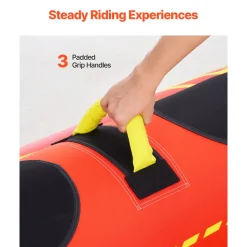 VEVOR Towable Tubes for Boating, 5 Riders Inflatable Boat Tubes and Towables, 850 lbs Capacity Water Sport Tube for Boat to Pull - with Full Nylon Cover, Padded Grip Handles & Safety Valve