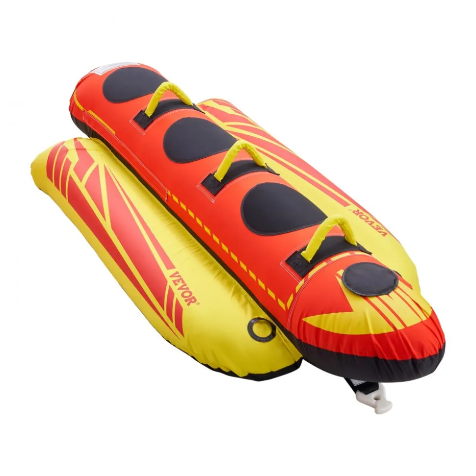 VEVOR Towable Tubes for Boating, 5 Riders Inflatable Boat Tubes and Towables, 850 lbs Capacity Water Sport Tube for Boat to Pull - with Full Nylon Cover, Padded Grip Handles & Safety Valve